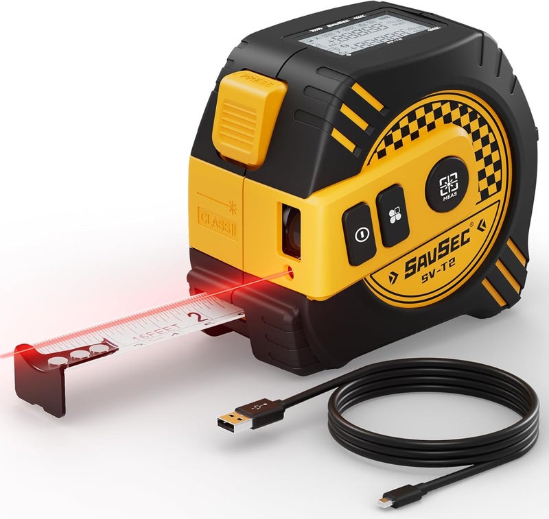 SAVSEC 262Ft Laser Tape Measure, 2 in 1 Laser Measuring Tool & 16ft Self-Locking Measuring Tape, Digital Laser Distance Meter with Pythagorean, Area, Volume Measure & Ft/Ft+in/in/M Unit(80M) - Image 1